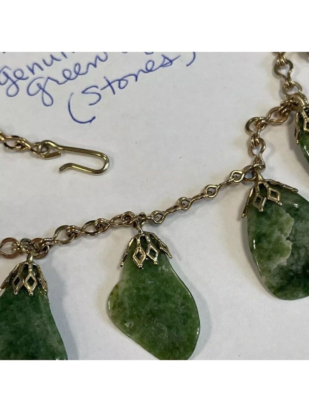 Genuine Green Agate Vintage Necklace With Lovely Stones - Picture 3 of 8